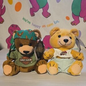 Vintage Harley-Davidson 1998 Biker Teddy Bear Set New With Tags